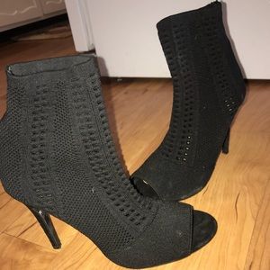 Black mesh high heels